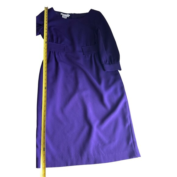 Maggy London Purple Midi Dress Scoop Neck & 3/4 Sleeves Size 10 - Picture 9 of 9